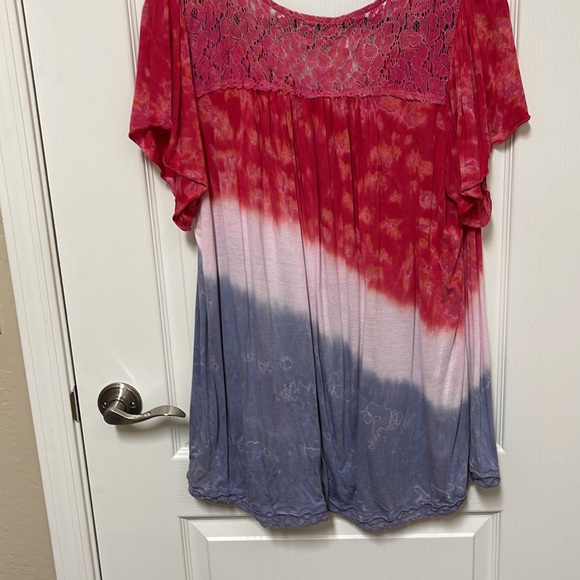 One world Plus size 2X Red, white and blue top patriotic - Picture 5 of 6